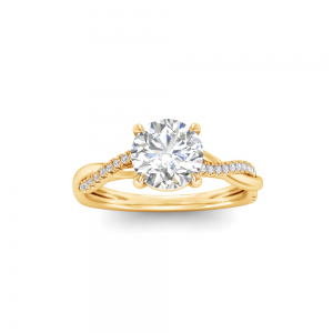 1 Ct Round Near Colorless Lab Diamond & .14 Micro Twist Engagement Ring