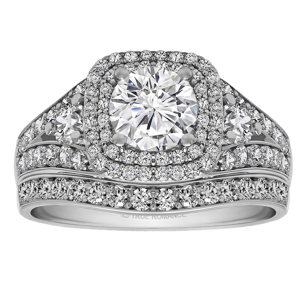 Round Cut Double Halo Diamond Vintage Engagement Ring