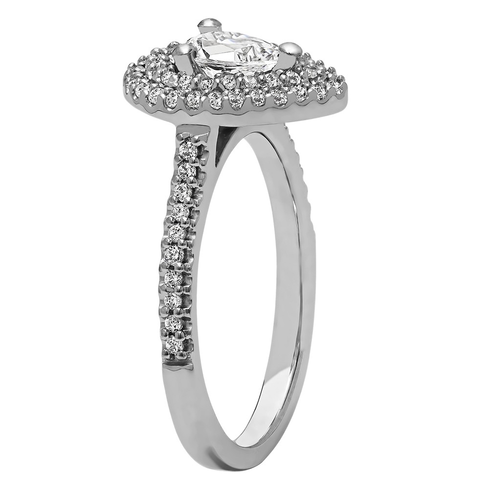 Pear Shape Halo Diamond Vintage Engagement Ring