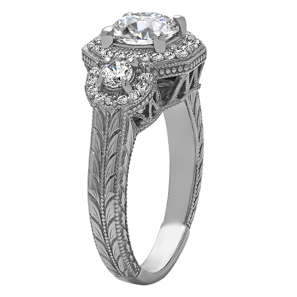 Round Cut Halo Diamond Vintage Engagement Ring