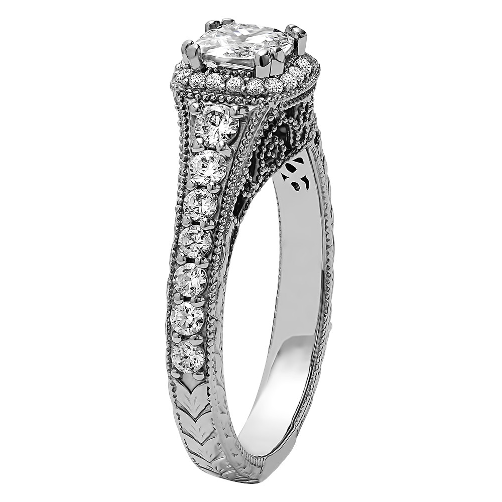 Cushion Cut Halo Diamond Vintage Engagement Ring