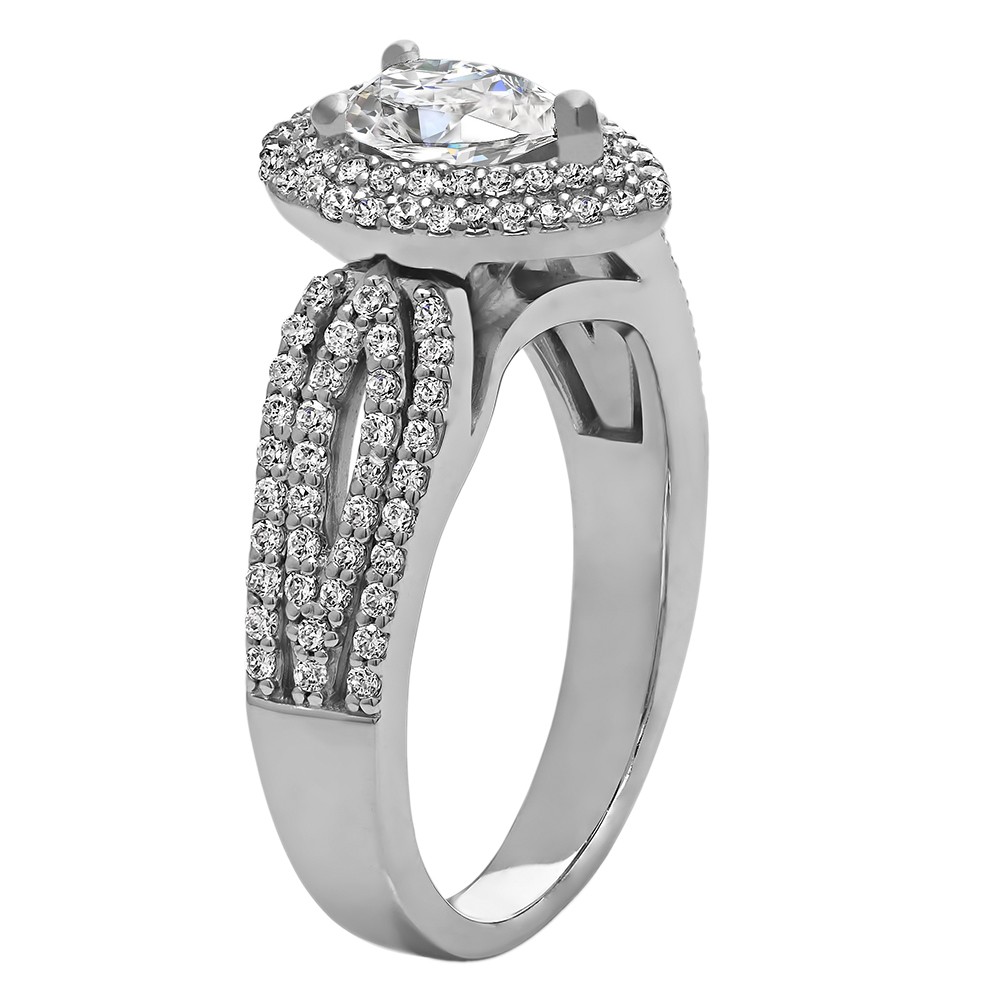 Pear Shape Halo Diamond Vintage Engagement Ring