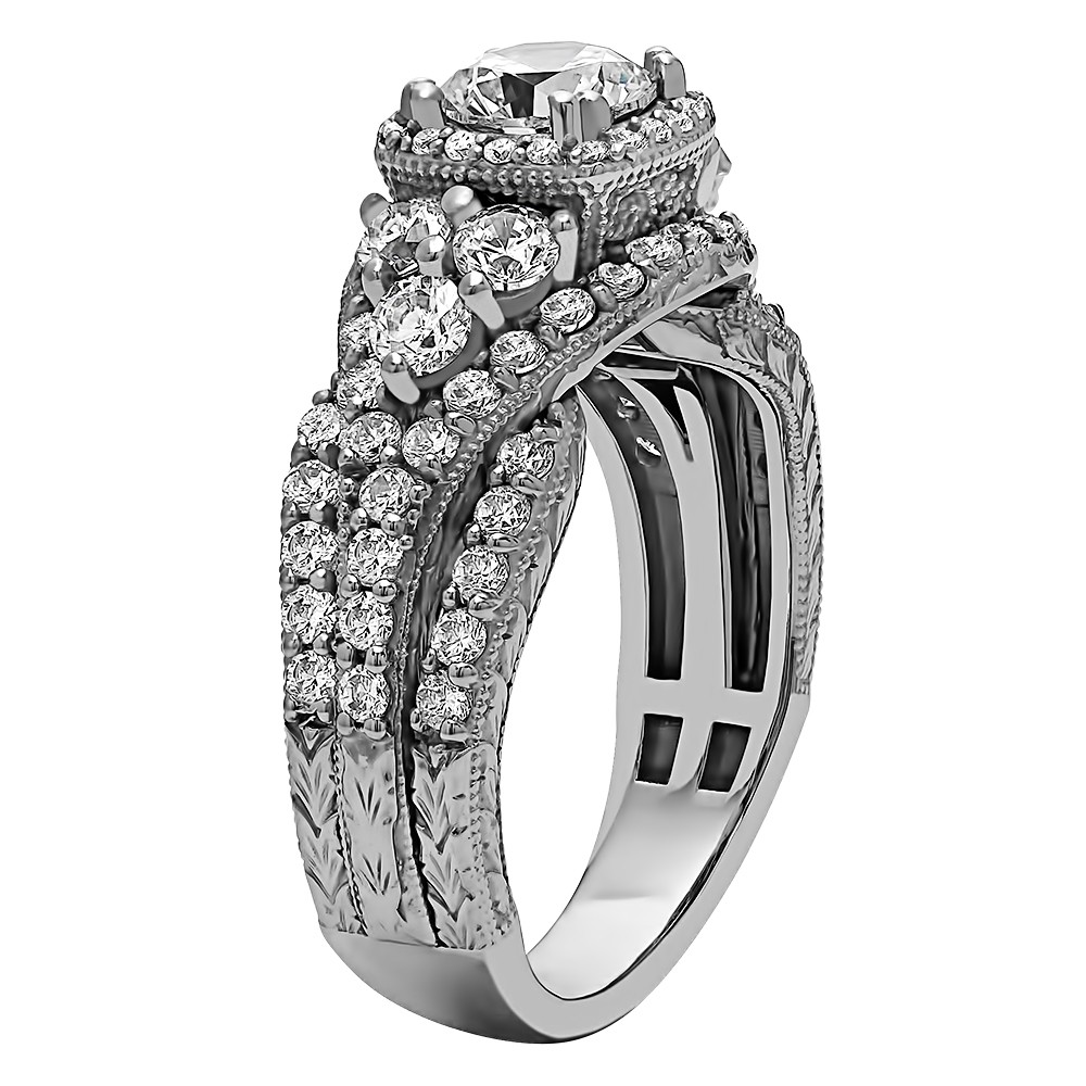 Round Cut Halo Diamond Vintage Engagement Ring