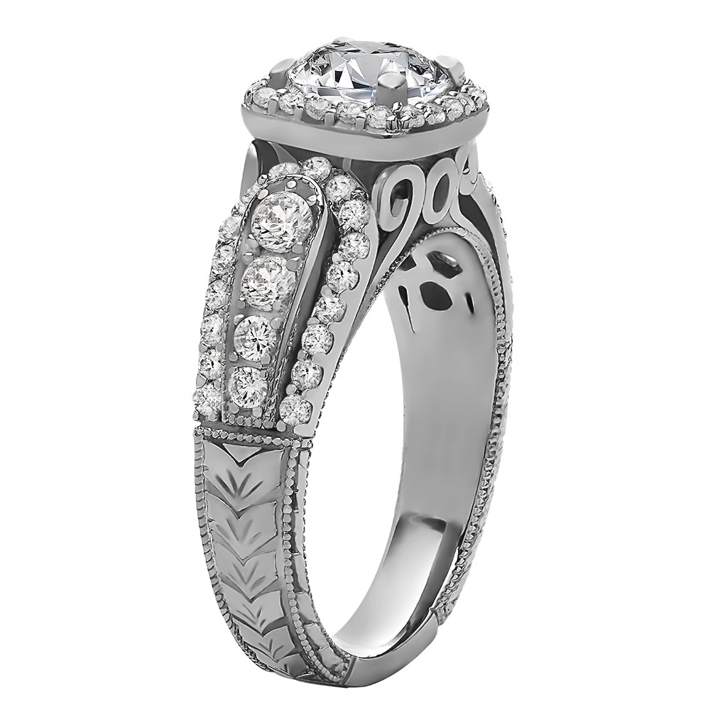 Round Cut Halo Diamond Vintage Engagement Ring