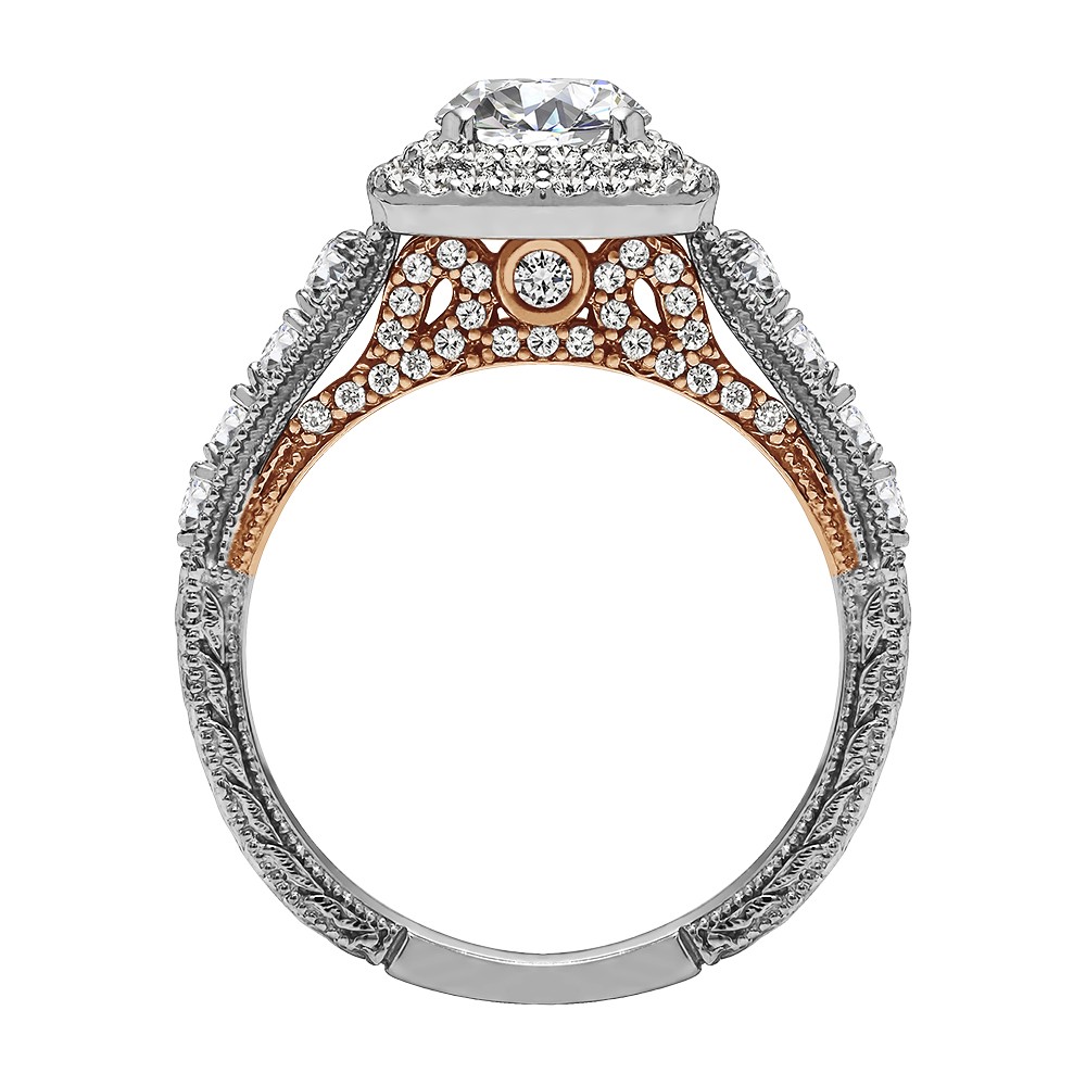 Round Cut Halo Diamond Vintage Engagement Ring