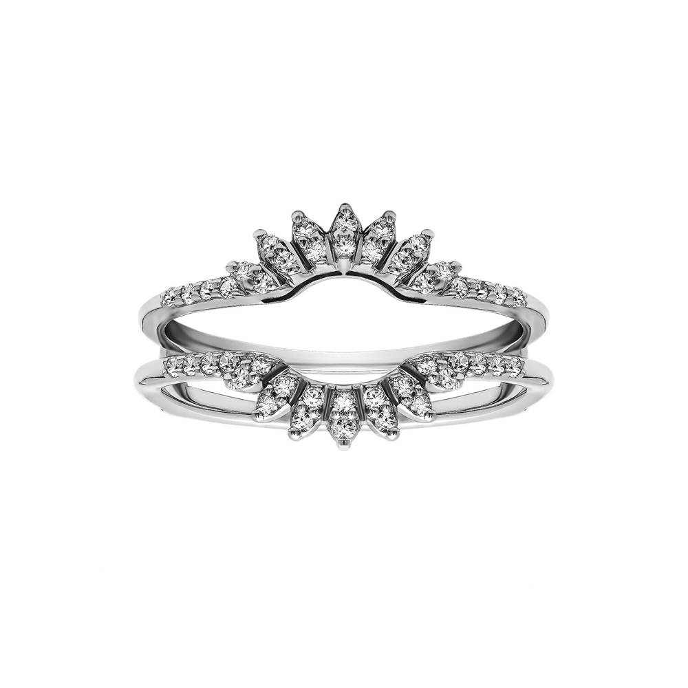 White Gold Round Diamond Solitaire Enhancer Ring Guard Cathedral Wrap Bridal