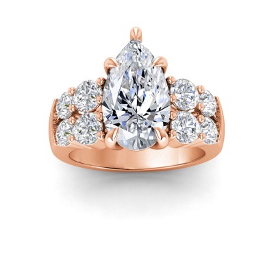 5 Ct Pear Near Colorless Lab Diamond & 1.50 Ctw Modern Wide Band Engagement Ring
