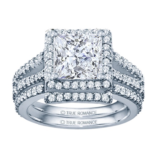 Rm1098p-14k White Gold Halo Engagement Ring