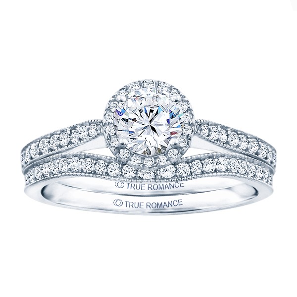Rm1286rtt-14k White Gold Round Cut Halo Diamond Engagement Ring