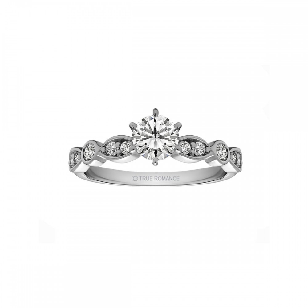 Rm1292 -14k White Gold Round Cut Diamond Infinity Engagement Ring