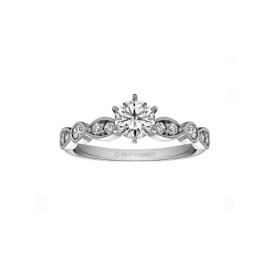 Rm1292 -14k White Gold Round Cut Diamond Infinity Engagement Ring