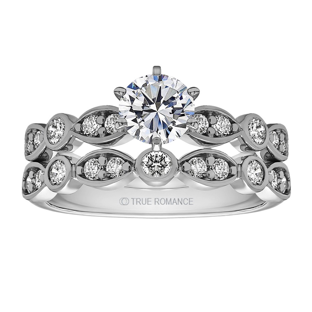Rm1292 -14k White Gold Round Cut Diamond Infinity Engagement Ring