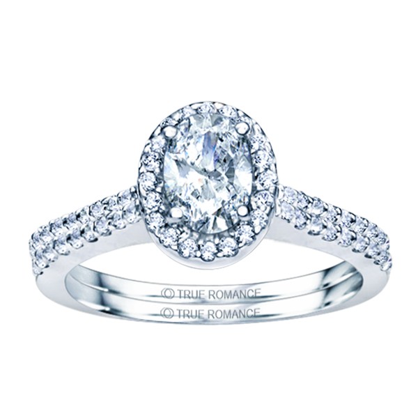 Rm1301v-14k White Gold Oval Cut Halo Diamond Engagement Ring