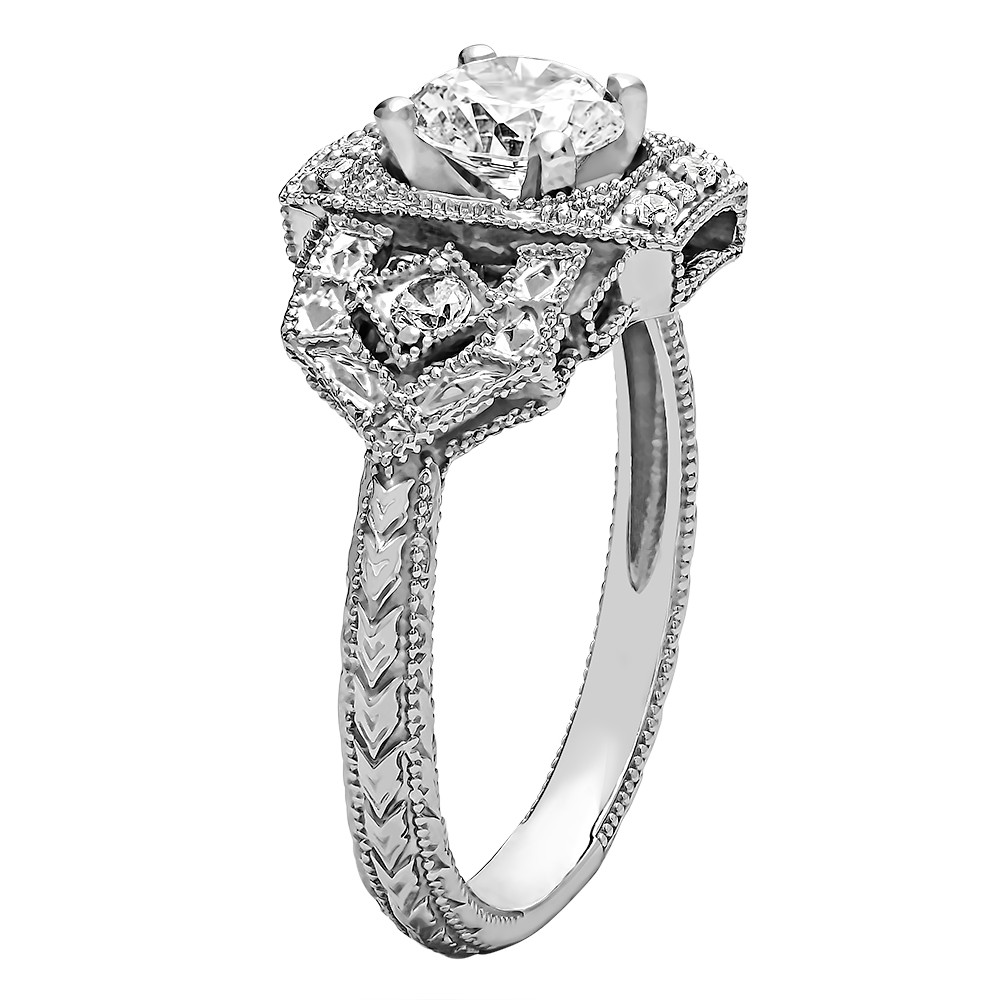 Round Diamond Vintage Engagement Ring