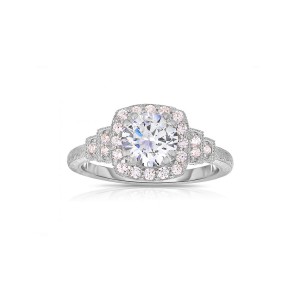 Round Cut Halo Diamond Vintage Engagement Ring
