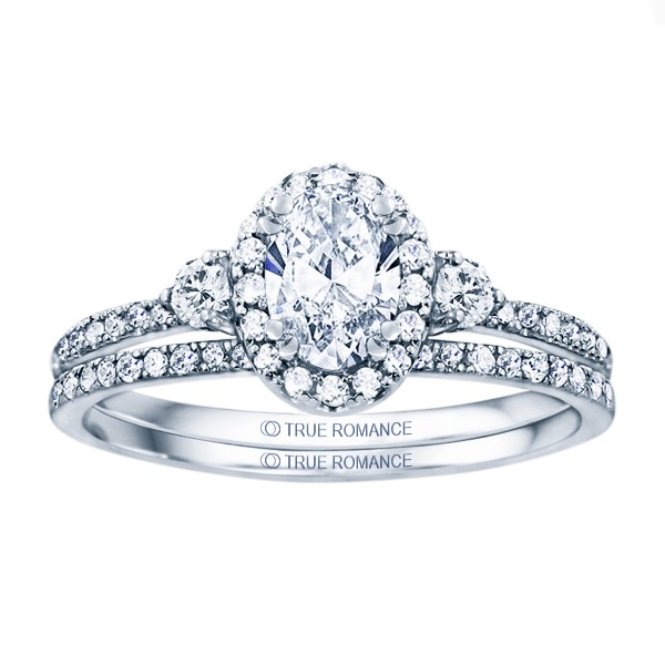 Rm1345v-14k White Gold Oval Cut Halo Diamond Engagement Ring