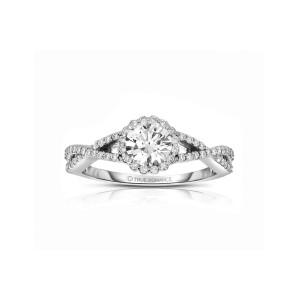Rm1346 -14k White Gold Round Cut Halo Diamond Infinity Engagement Ring