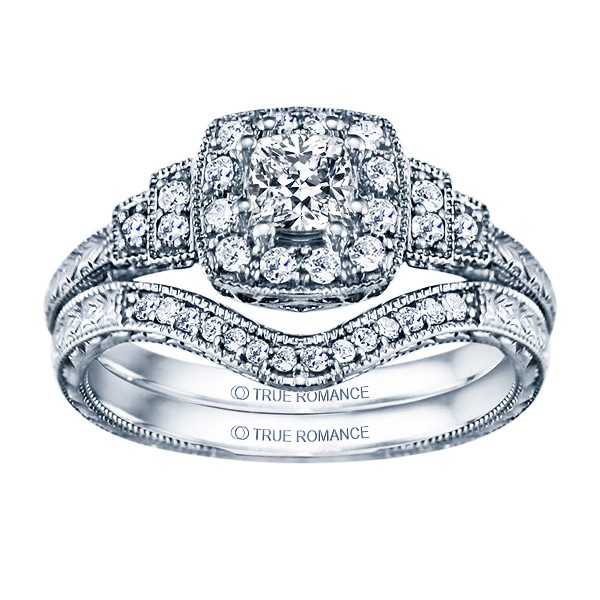 Rm1360cu -14k White Gold Cushion Cut Halo Diamond Vintage Engagement Ring