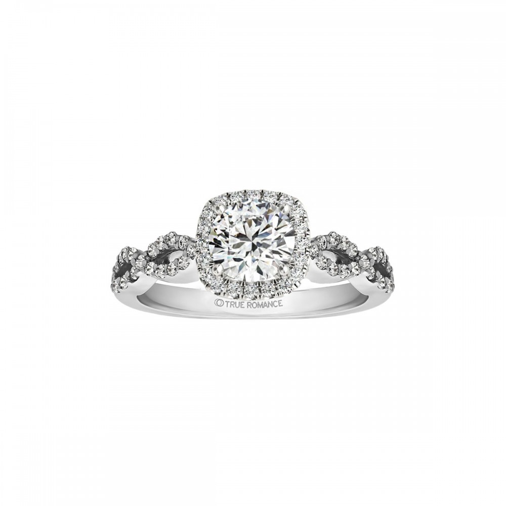 Rm1390r_set -14k Rose Gold Round Cut Halo Diamond Infinity Engagement Ring