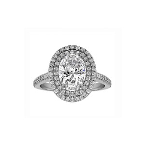Oval Cut Double Halo Diamond Engagement Ring