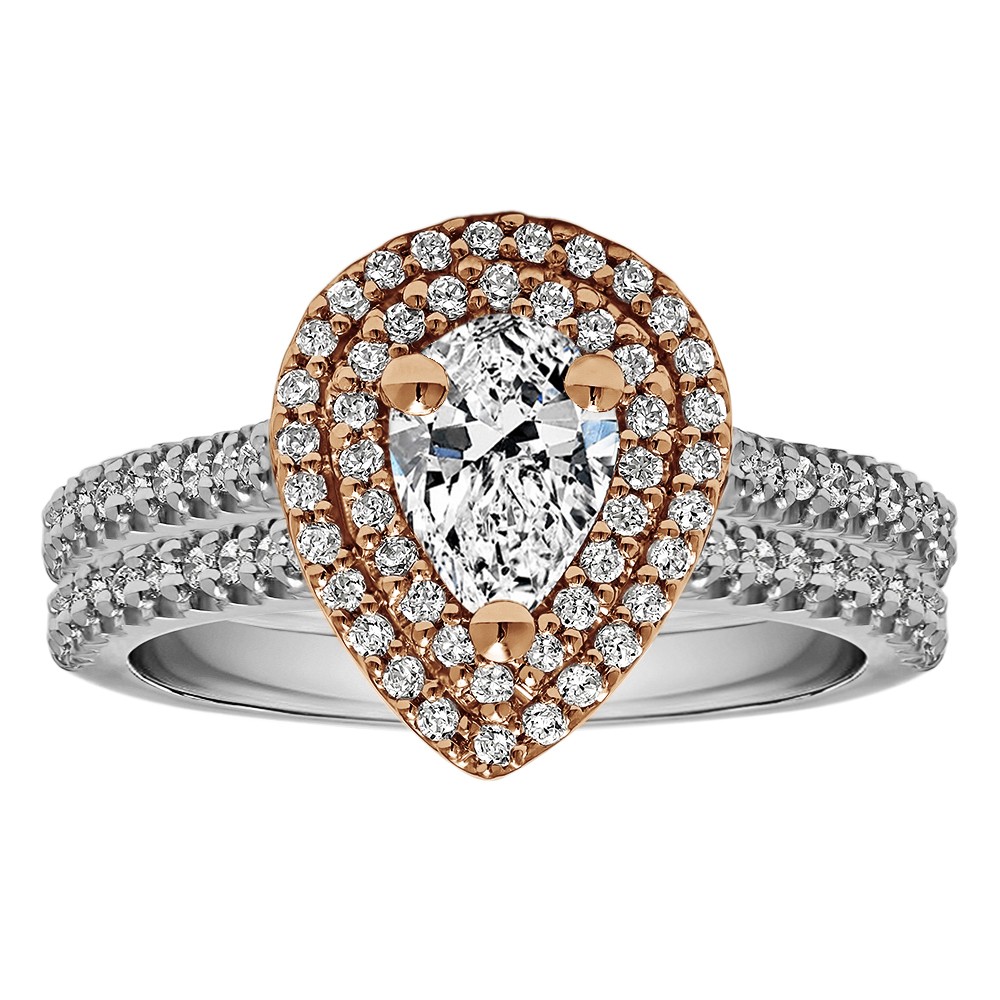 Pear Shape Halo Diamond Vintage Engagement Ring