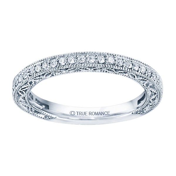 Rm1403 -14k White Gold Round Cut Double Halo Diamond Vintage Engagement Ring