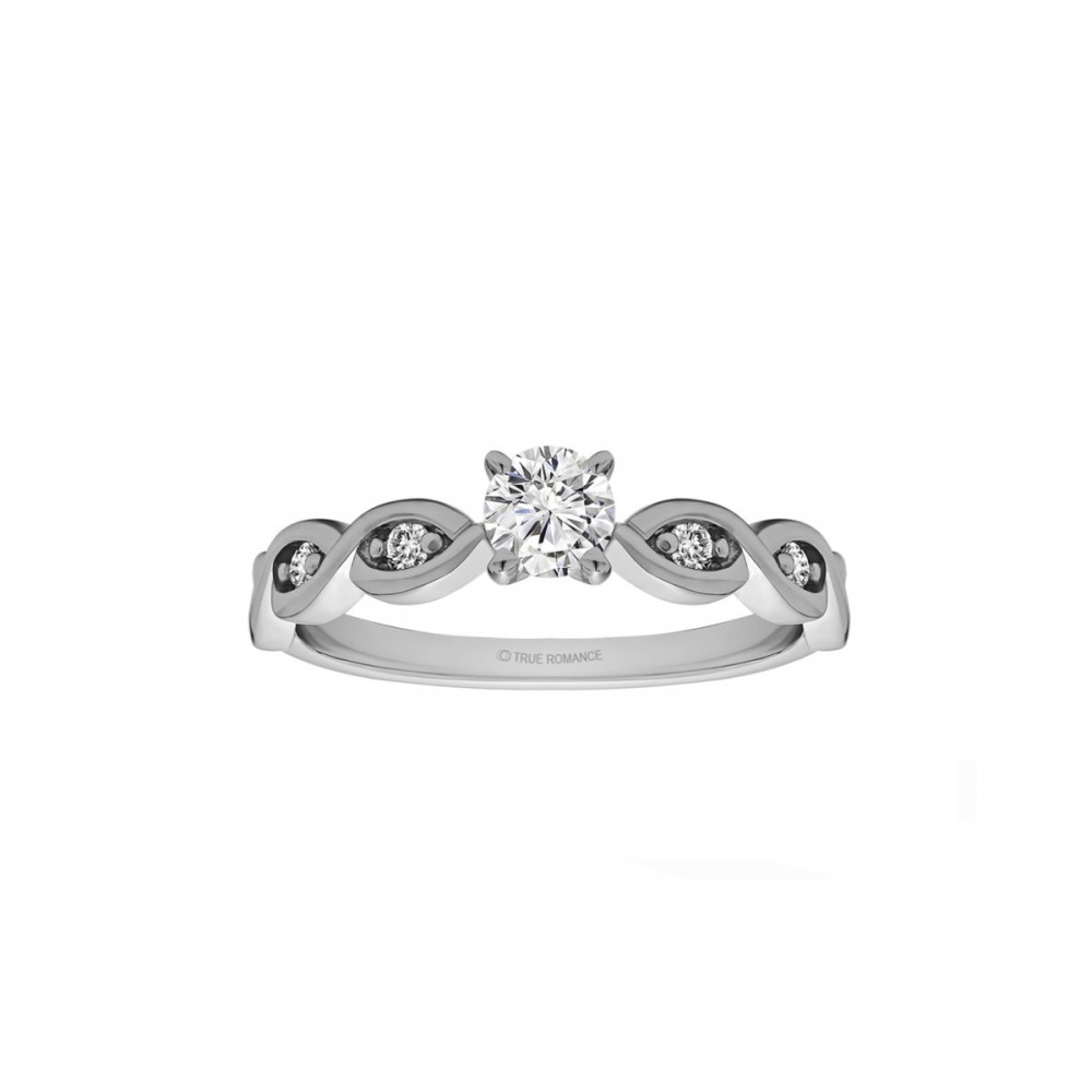 Rm1439 -14k White Gold Round Cut Diamond Infinity Engagement Ring