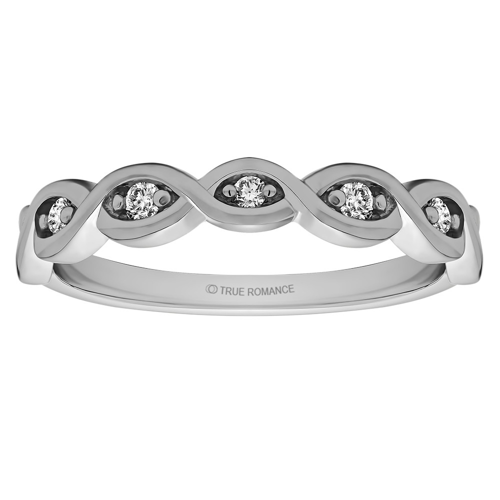 Rm1439 -14k White Gold Round Cut Diamond Infinity Engagement Ring