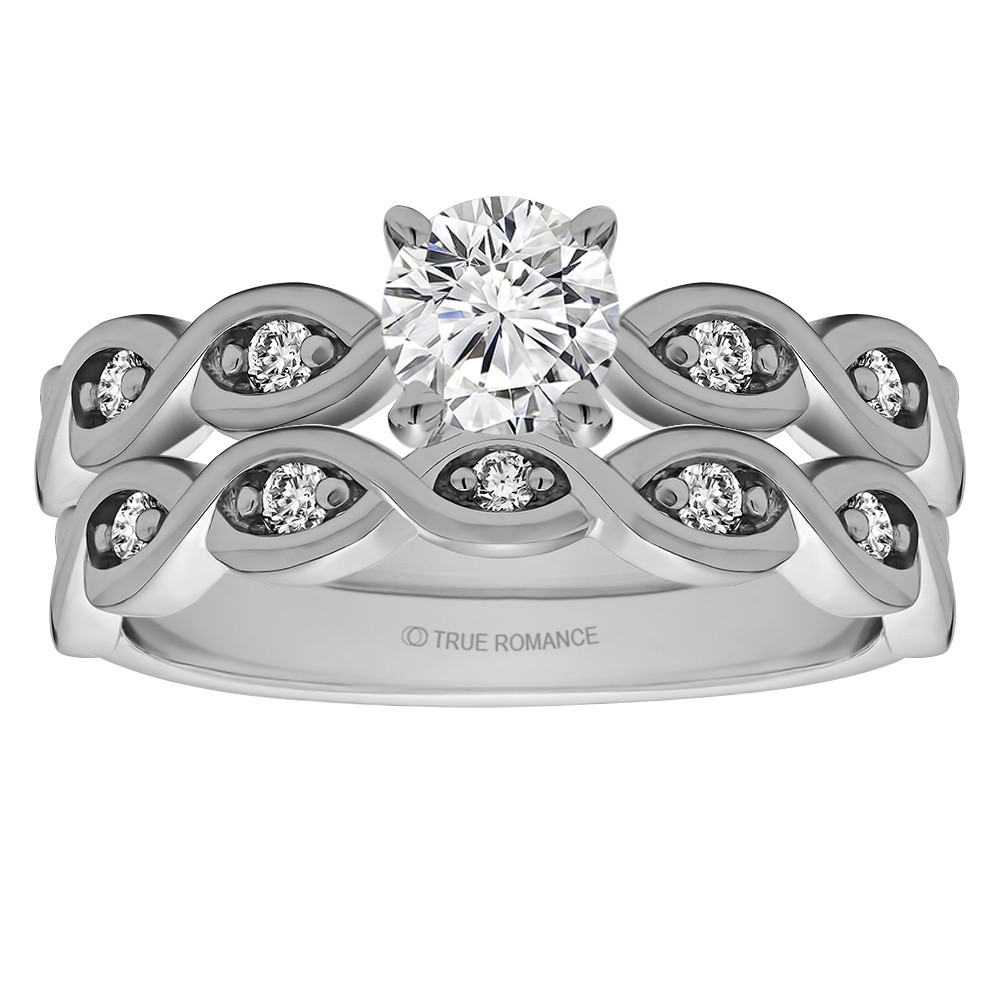 Rm1439 -14k White Gold Round Cut Diamond Infinity Engagement Ring