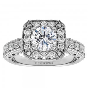 Round Diamond Halo Vintage Engagement Ring