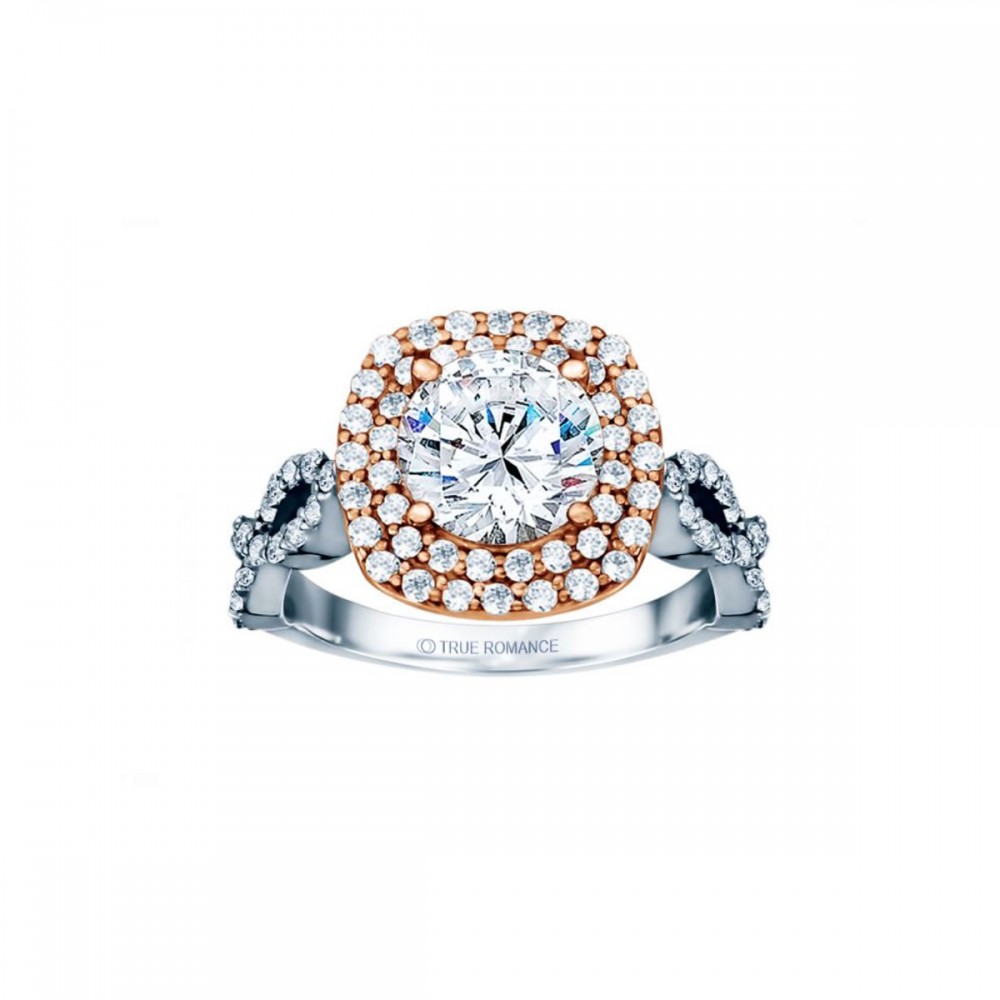 Round Cut Double Halo Diamond Infinity Engagement Ring