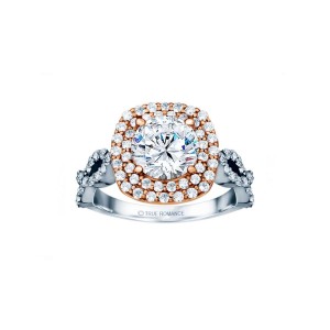 Round Cut Double Halo Diamond Infinity Engagement Ring
