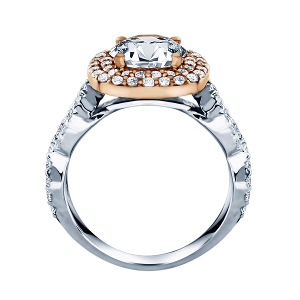Round Cut Double Halo Diamond Infinity Engagement Ring