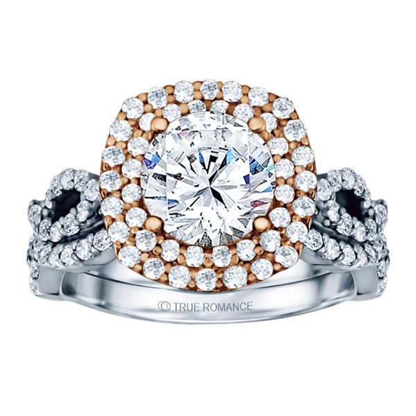 Round Cut Double Halo Diamond Infinity Engagement Ring