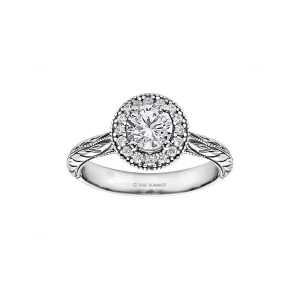 Round Cut Halo Diamond Vintage Engagement Ring