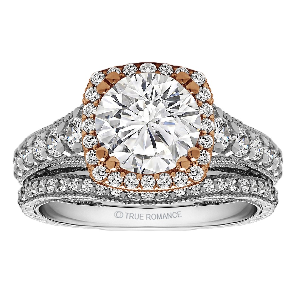Cushion Cut Halo Diamond Vintage Engagement Ring