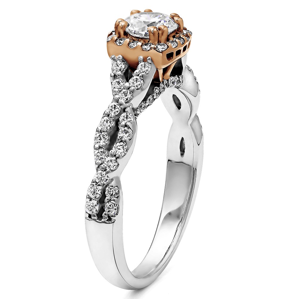 Round Cut Halo Diamond Infinity Engagement Ring