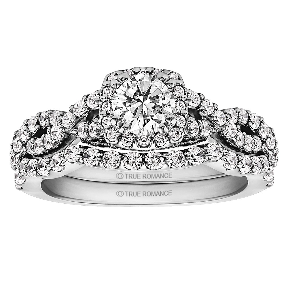 Round Cut Halo Diamond Infinity Engagement Ring
