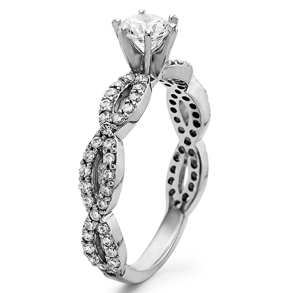 Round Cut Halo Diamond Infinity Engagement Ring