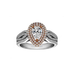 Pear Shape Halo Diamond Vintage Engagement Ring
