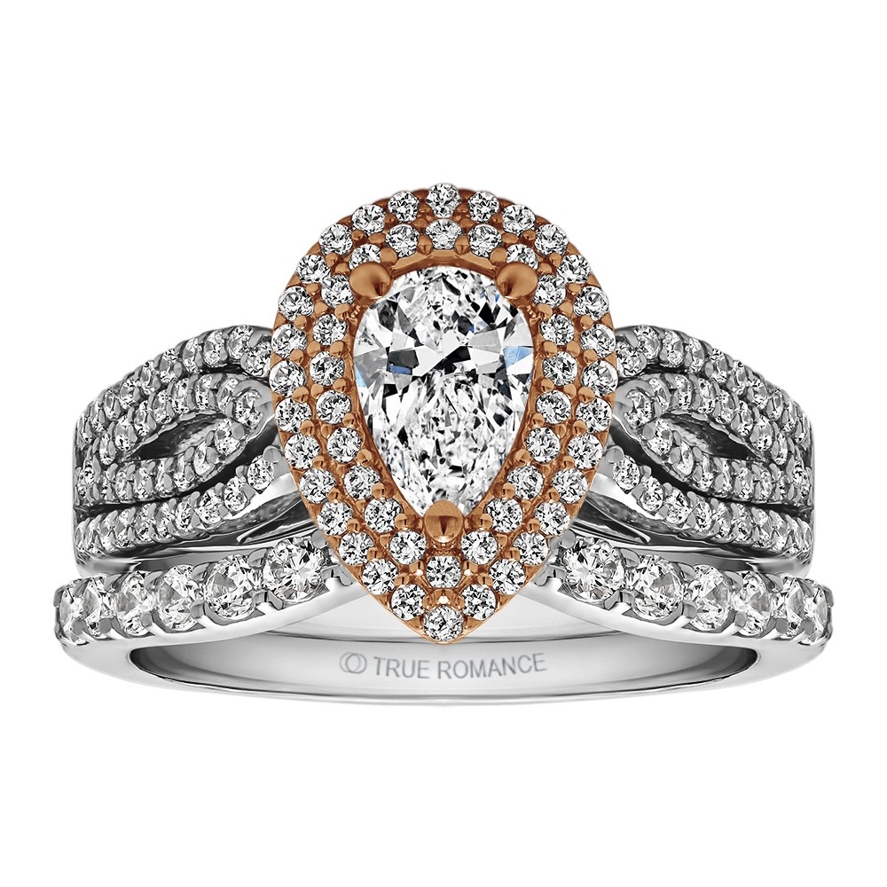 Pear Shape Halo Diamond Vintage Engagement Ring