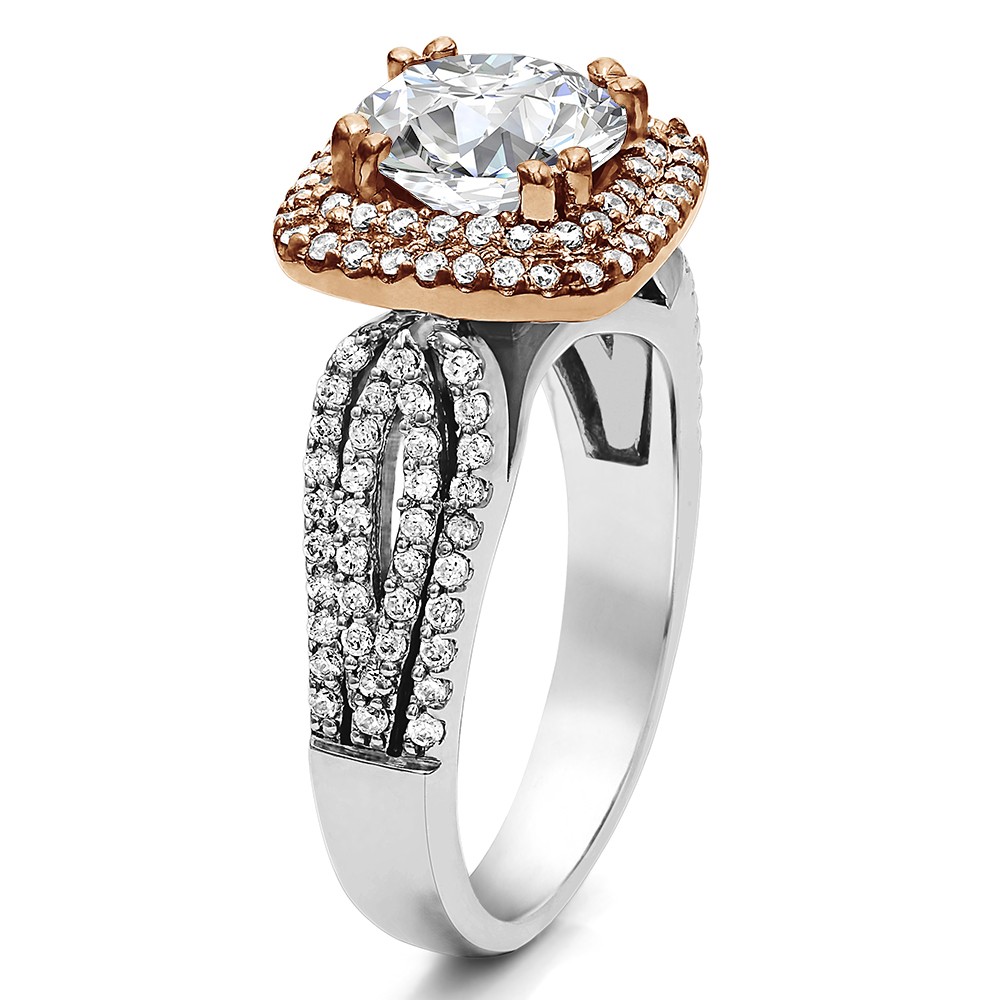 Round Cut Cushion Halo Diamond Engagement Ring