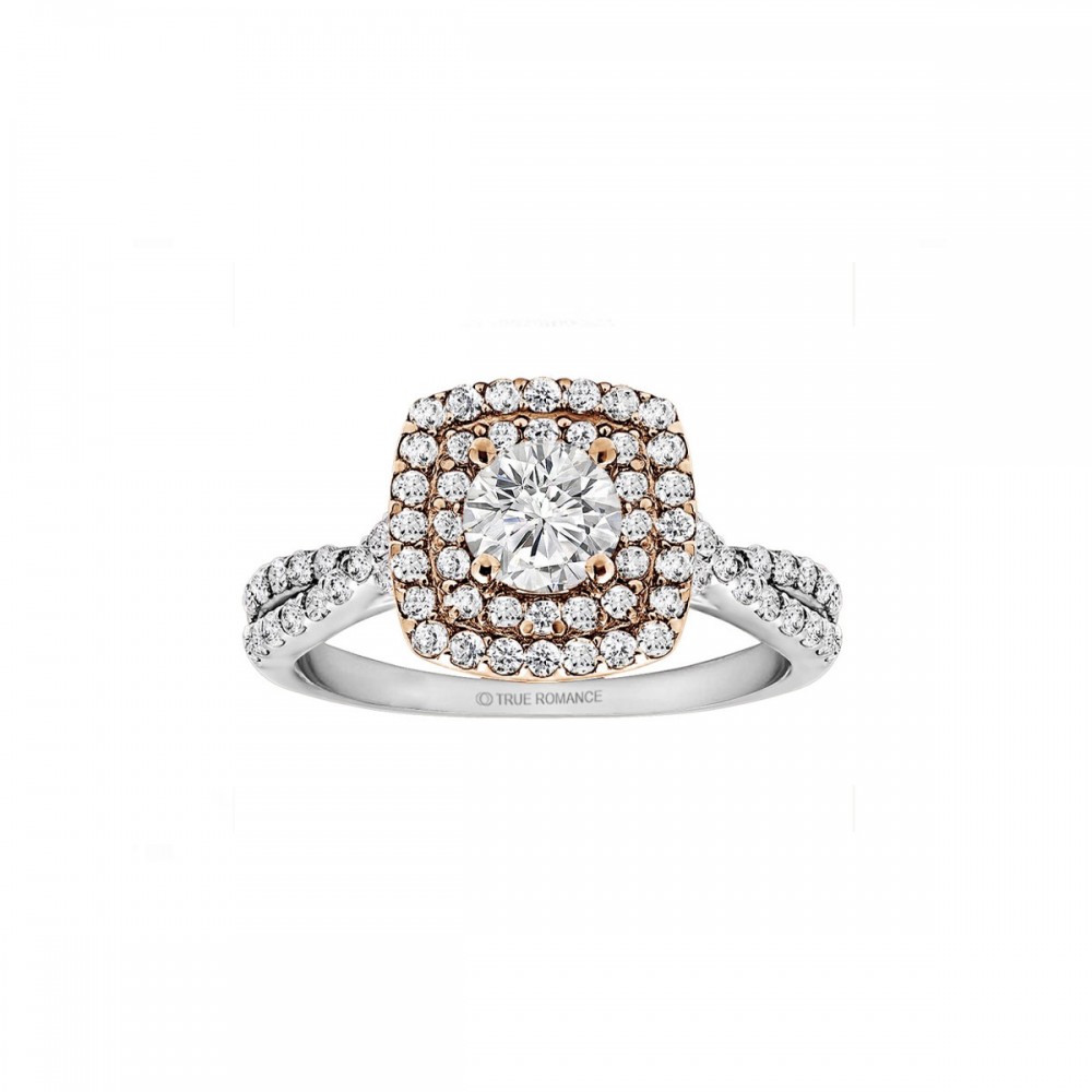 Round Cut Diamond Double Halo Infinity Engagement Ring