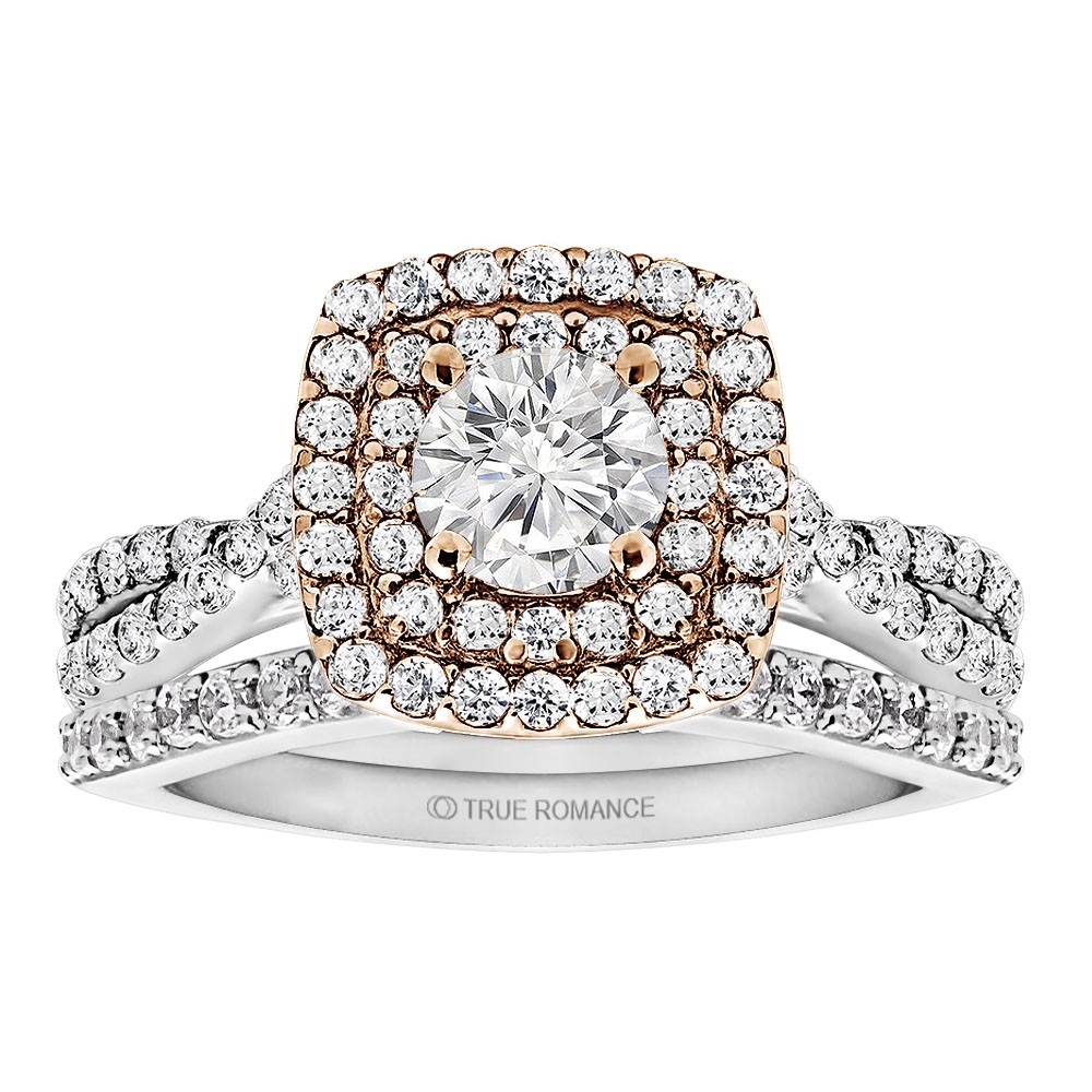 Round Cut Diamond Double Halo Infinity Engagement Ring