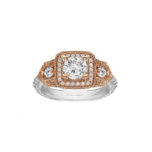 Round Cut Halo Diamond Vintage Engagement Ring