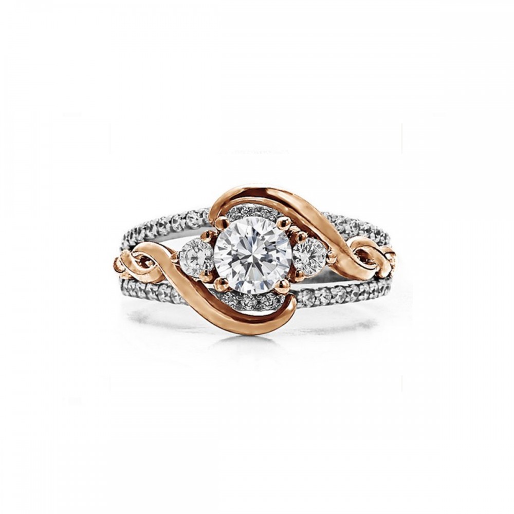 RM1546-14K White & Rose Gold Infinity Engagement Ring.