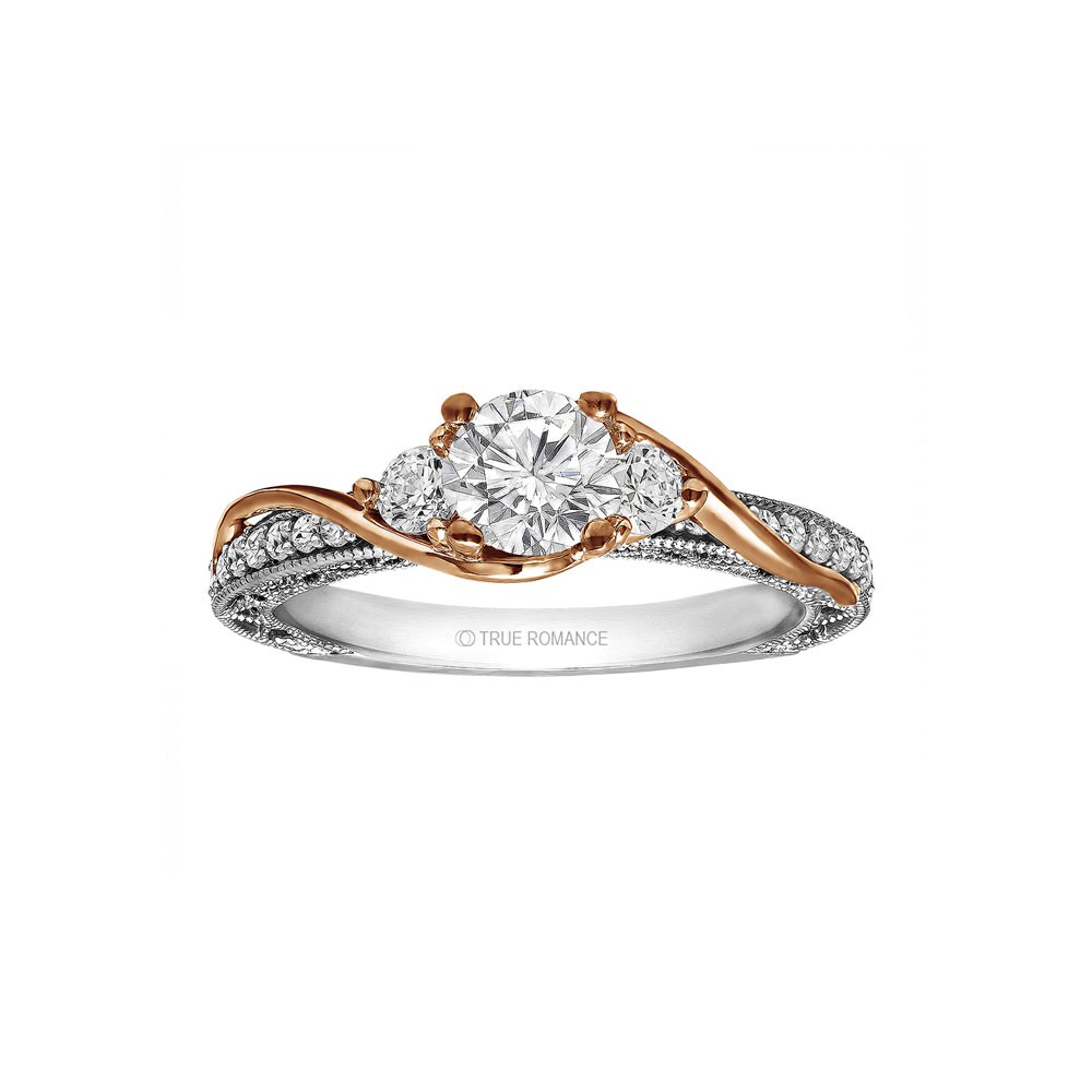 Round Diamond Antique Star Engagement Ring In 18K Rose Gold