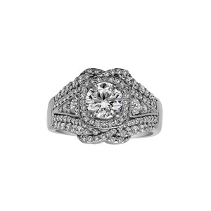 Round Cut Halo Diamond Vintage Engagement Ring