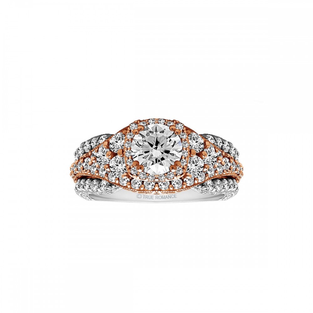 Round Cut Halo Diamond Vintage Engagement Ring