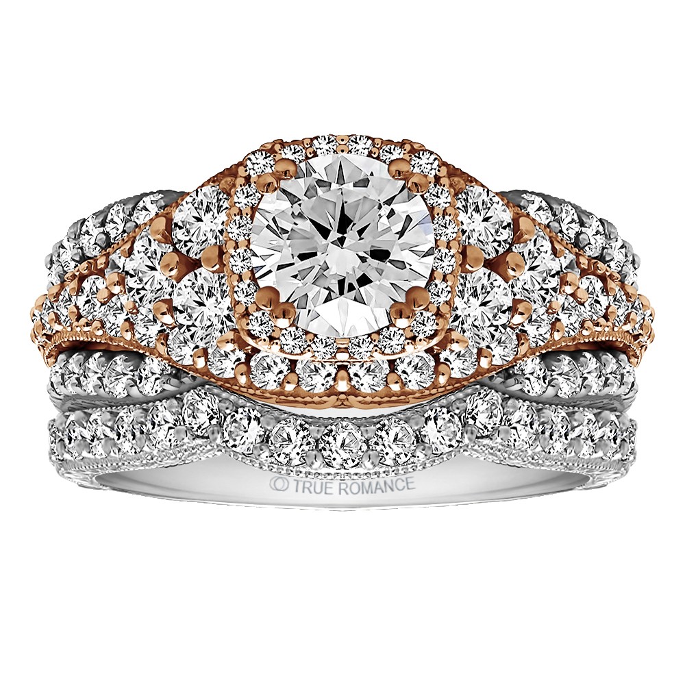 Round Cut Halo Diamond Vintage Engagement Ring